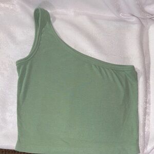 SHEIN Mint Green One-Shoulder Ribbed Crop Top sz Medium